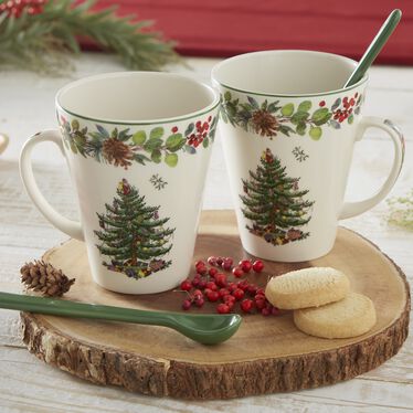 Christmas Tree 2022 Annual 4 Piece Mug and Spoon Set